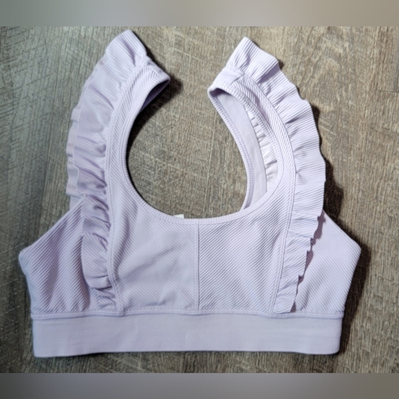 FP Movement Free People Ruffled Up Yoga Top Women's L Lilac Sport Bra Crop Tank - Picture 5 of 12